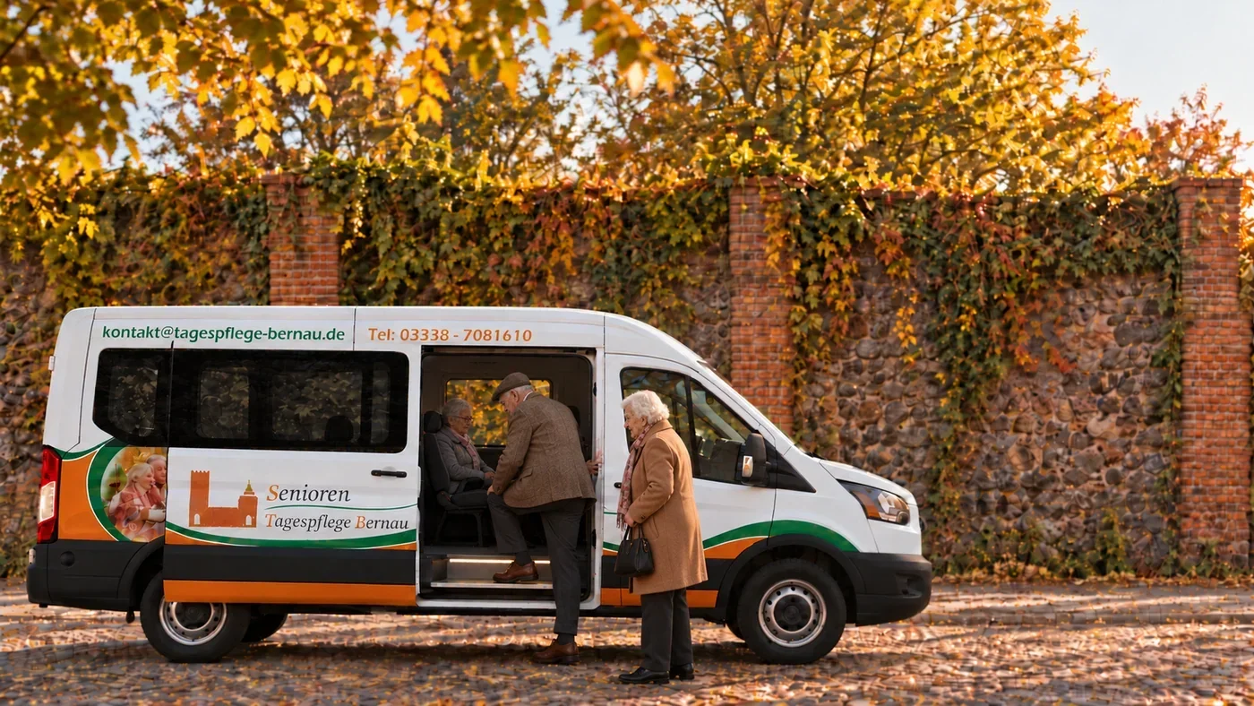 Gäste steigen an der Stadtmauer für die Heimfahrt in den Bus